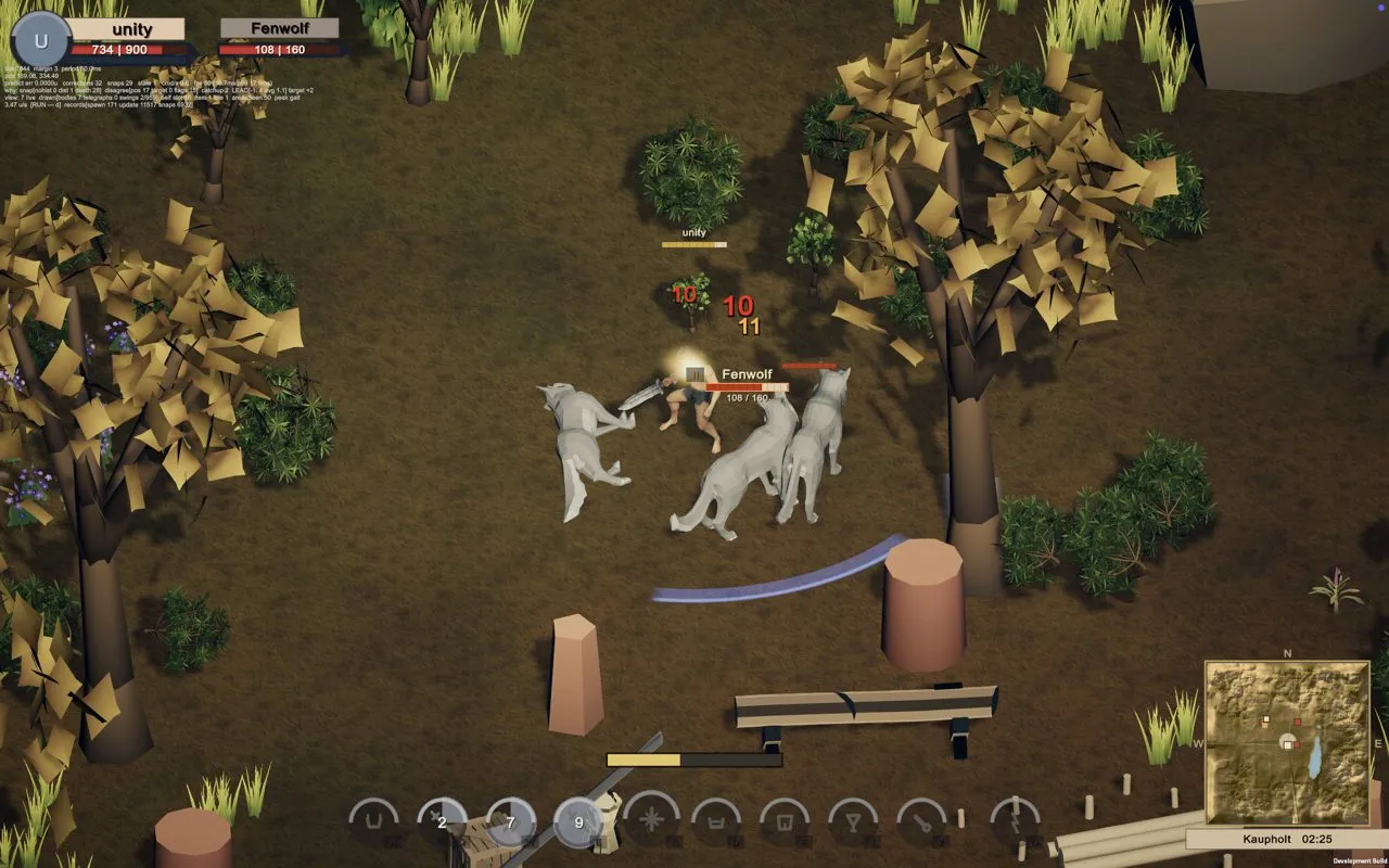 Wolves circle the hero among golden trees.