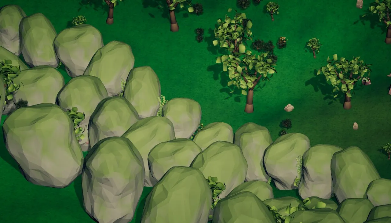 The world’s edge becomes a wall of mossy boulders.