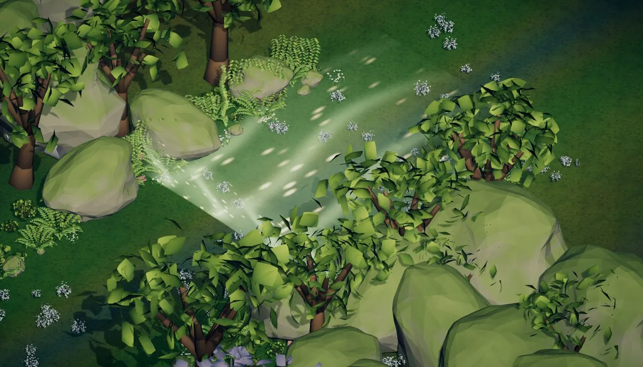 The same gate in Mistmire, among violet flowers.