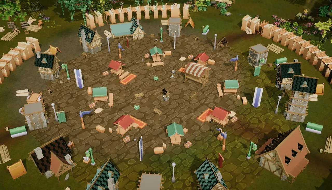 The town square from above, before it was laid out properly.
