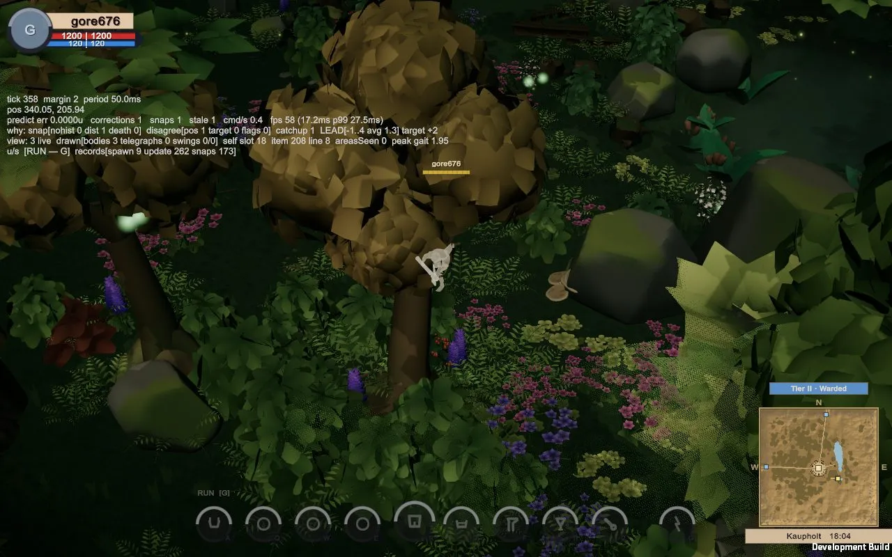 Gathering: a pickaxe swung at an ore rock.