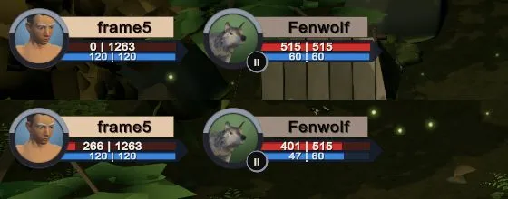 The new target frame: portraits, health and mana. Monsters can run out of mana now.